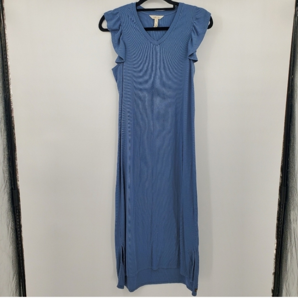 ◇◇ Matilda Jane Far Away Flutter Sleeve Ribbed Midi Dress Size Small Slate Blue